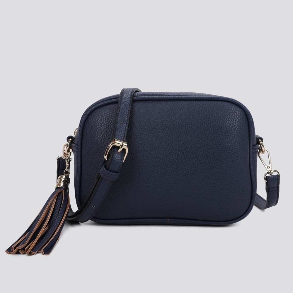 Camera Crossbody Bag with Tassel & Zip on Back