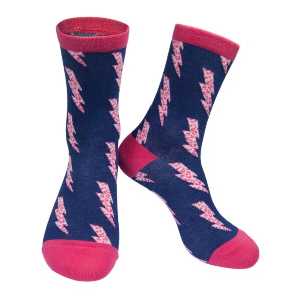 TwoBirds_Leopard-Print-Lightning-Bolt-Socks-Navy-Pink-£6